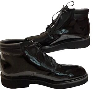 ROCKY Men's Chukka Boots Black Leather High Gloss Military Lace 11W Goth Street